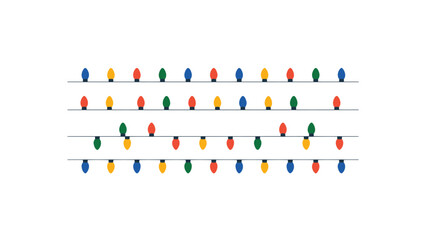 Colorful string lights festive holiday decoration bulbs on white background perfect for Christmas and New Year celebrations