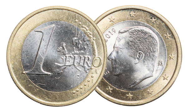 one euro coin on a white isolated background