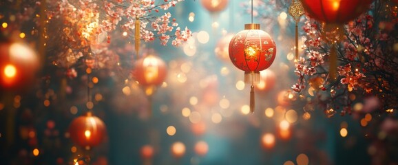 Festive Chinese New Year Lanterns Illuminating a Magical Night.