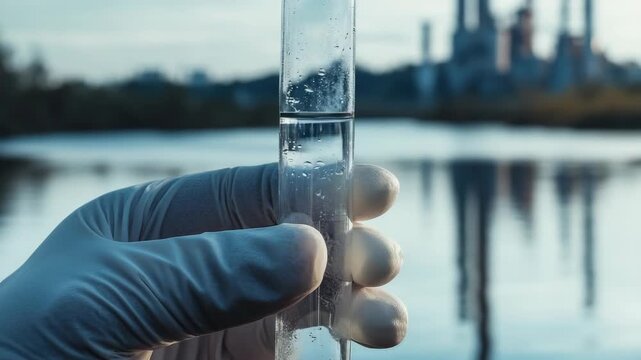 Scientist collecting water sample