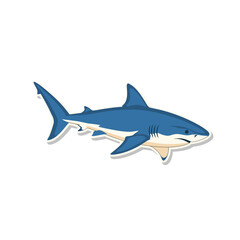 Obraz premium A blue and white shark illustration with fins and tail detailed isolated on a transparent black background.