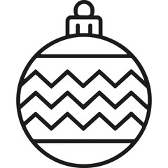 Fototapeta premium Icon of a Simple Christmas Ornament with Chevron Pattern in Black Outline on White Background