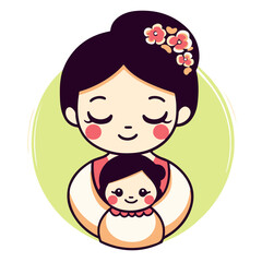 Minimal Mother and Baby Vector Banner for Mother&rsquo;s Day Celebration