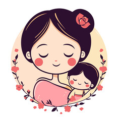Minimal Mother and Baby Vector Banner for Mother&rsquo;s Day Celebration