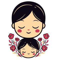 Minimal Mother and Baby Vector Banner for Mother&rsquo;s Day Celebration