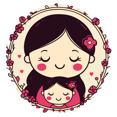 Minimal Mother and Baby Vector Banner for Mother&rsquo;s Day Celebration