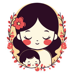 Minimal Mother and Baby Vector Banner for Mother&rsquo;s Day Celebration