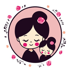 Minimal Mother and Baby Vector Banner for Mother&rsquo;s Day Celebration