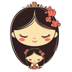 Minimal Mother and Baby Vector Banner for Mother&rsquo;s Day Celebration