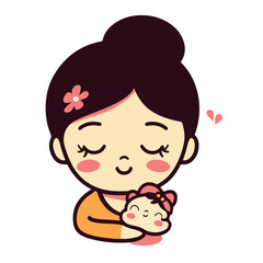 Minimal Mother and Baby Vector Banner for Mother&rsquo;s Day Celebration