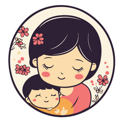 Minimal Mother and Baby Vector Banner for Mother&rsquo;s Day Celebration