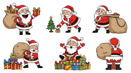 Cartoon Santa Claus and Christmas Elements Collection