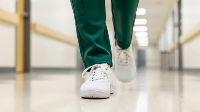 Surgeon Walking in Hospital Hallway