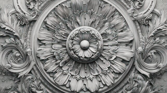 Ornate plasterwork detail decorative floral pattern design close up