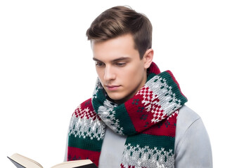 Reading Man Winter Scarf Book Education Knowledge Learning Smart Serious Studious