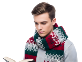 Reading Man Winter Scarf Book Education Knowledge Learning Smart Serious Studious