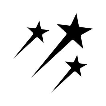 Three Shooting Stars Meteoroids Flat Black Icon
