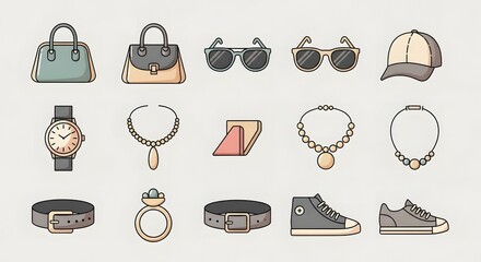 Collection of fashion accessories and clothing items for personal style and everyday use