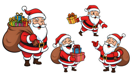 Cartoon Santa Claus and Christmas Elements Collection
