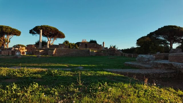 The Round Temple or Tempio Rotondo in Ostia Antica, the old port of Rome, Lazio, Italy, dating back to the 7th century BC