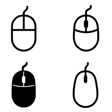 4 mouse illustrations, outline, transparent background