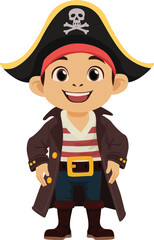 happy cartoon pirate kid flat icon