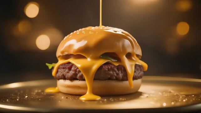 Decadent gourmet burger smothered in rich melted cheese