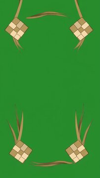 Animated Ketupat Hanging Decoration for Eid Mubarak Celebration.