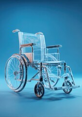 Fototapeta premium Translucent medical equipment, a mobility aid, against a vibrant blue background