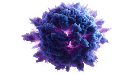 Fototapeta premium Vibrant purple and blue cosmic explosion creating a colorful nebula cloud, dark energy concept with transparent background