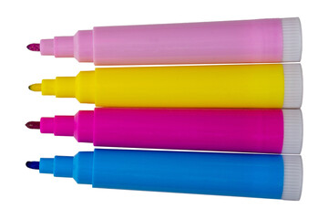 Colorful Marker Pens Isolated on Transparent Background