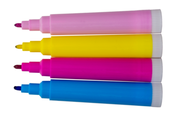 Colorful Marker Pens Isolated on Transparent Background