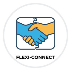 flexi-connect handshake deal two hands joining as puzzle pieces a collaborative teamwork for a flexible partnership concept of agreement.