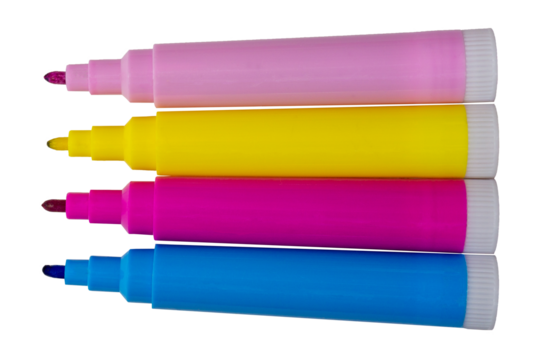 Colorful Marker Pens Isolated on Transparent Background - Powered by Adobe