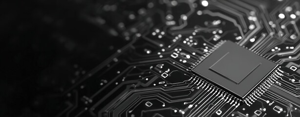 Close-up view of a central processing unit on a dark circuit board