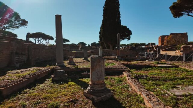 The ruins of Ostia Antica, the old port of Rome, Lazio, Italy, dating back to the 7th century BC