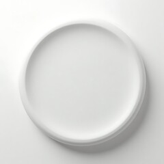 Minimalist White Circular Plate on White Background Modern Tableware