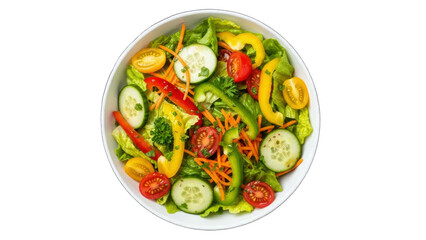 Fresh Salad Bowl with Vegetables on White Background