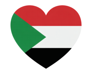 Show your love for Sudan with this heart shaped Sudanese flag design for cards, stickers, and crafts celebrating Sudan