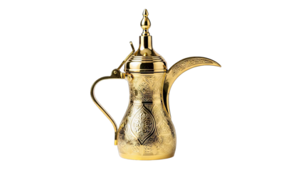 Golden Arabic Coffee Pot Isolated on White