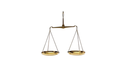 Golden Balance Scale Isolated on White