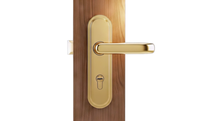 Golden Door Handle on Wooden Door