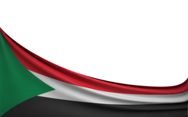 Elegant flowing flag of Sudan for proud national displays with copy space above, ideal for patriotic designs and cultural celebrations