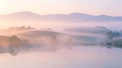 Fototapeta premium Soft atmospheric mist with layered gentle hues creating a harmonious ambiance