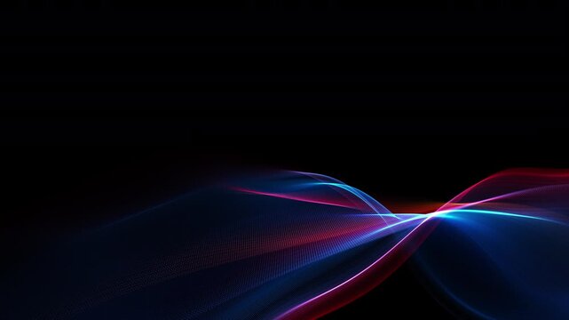 Abstract pink blue color waves on a black background. Technology intros, sci-fi visuals, motion graphics overlays. Looping 4K resolution