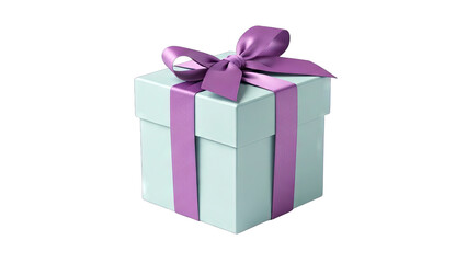 Obraz premium Gift Box with Purple Ribbon on White Background