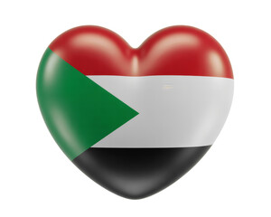 Show your love for Sudan with this heart shaped flag, perfect for patriotic campaigns and national pride displays
