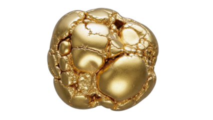 Gold Nugget Isolated on White Background