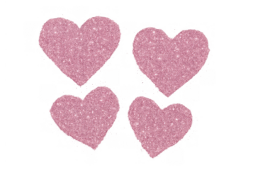 Pink glitter hearts forming a romantic backdrop, celebrating love and romance with sparkling design on transparent background