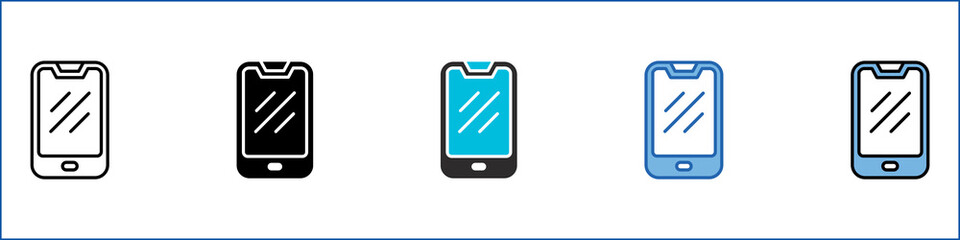 Mobile Single Icon Multistyle Illustration
